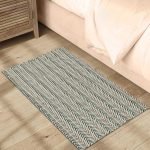 Black Hand Block Printed Geometric Cotton Rug