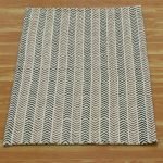 Black Hand Block Printed Geometric Cotton Rug