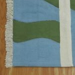 Abstract Blue Hand Block Printed Cotton Rug