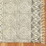 Beige Geometric Hand Block Printed Rug