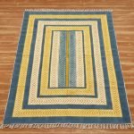 Block Printed Cotton Yellow Geometric Rug