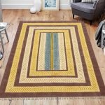 Cotton Hand Block Printed Yellow Brown Rug