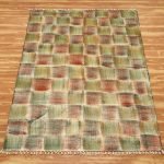 Cotton Green Geometric Hand Block Print Rug