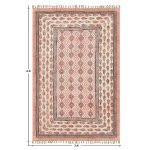 Hand Printed Geometric Cotton Beige Black Rug