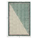 Green Beige Cotton Hand Printed Hallway Rug