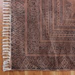 Hand Block Printed Abstract Brown Cotton Rug