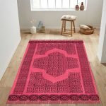 Pink Black Hand Block Printed Kitchen Rug