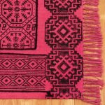 Pink Cotton Hand Block Printed Kitchen Rug