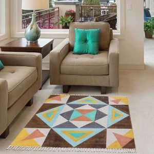 Multicolor Hand Block Printed Cotton Rug