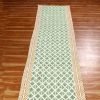 Green Beige Cotton Area Rug Washable Hand Block Printed Stair Ru