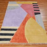Yellow Hand Block Print Geometric Cotton Rug