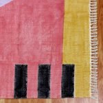 Yellow Hand Block Print Geometric Cotton Rug