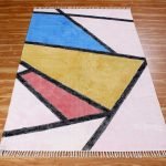 Geometric Pink Hand Block Printed Cotton Rug