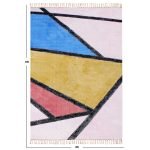 Geometric Pink Hand Block Printed Cotton Rug