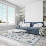 Blue Geometric Hand Block Printed Cotton Rug