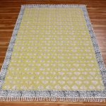 Hand Block Printed Yellow Mustard Cotton Rug