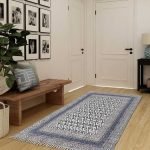 Blue Floral Hand Block Printed Rug