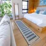 Striped Blue Cotton Hand Block Print Rug