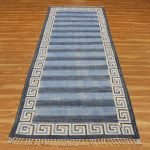 Striped Blue Cotton Hand Block Print Rug