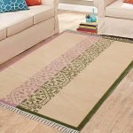 Striped Green Hand Block Printed Cotton Rug
