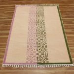 Striped Green Hand Block Printed Cotton Rug