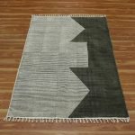 Green Hand Block Printed Geometric Cotton Rug