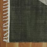 Green Hand Block Printed Geometric Cotton Rug