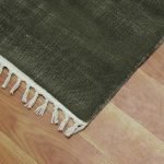 Green Hand Block Printed Geometric Cotton Rug