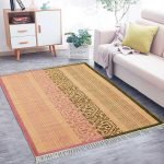 Geometric Green Hand Block Printed Cotton Rug