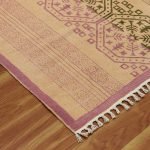 Geometric Green Hand Block Printed Cotton Rug