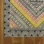 Hand Block Printed Yellow Moroccan Cotton Rug