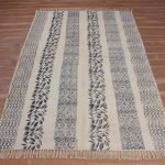 Black Cotton Floral Hand Block Print Rug