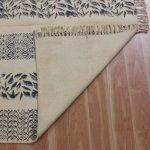 Black Cotton Floral Hand Block Print Rug