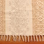 Brown Beige Cotton Hand Block Printed Rug