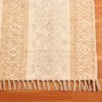 Brown Beige Cotton Hand Block Printed Rug