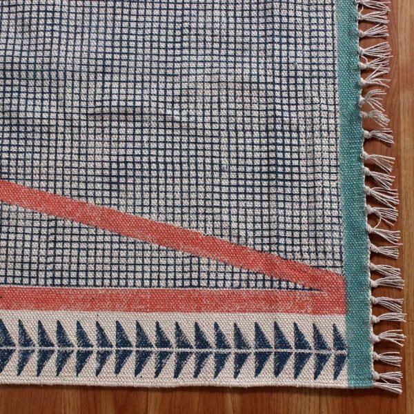 Handmade cotton rug Custom sizes dhurrie rug dining room rug doo