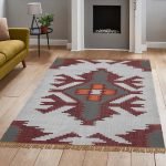 Hand Woven Wool Jute Kilim Multicolor Rug