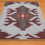 Hand Woven Wool Jute Kilim Multicolor Rug