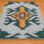 Hand Woven Yellow Mustered Green Jute Rug