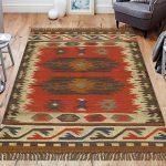 Hand Woven Red Hallway Wool Jute Rug