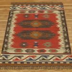Hand Woven Red Hallway Wool Jute Rug