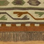 Hand Woven Green Brown Wool Jute Rug