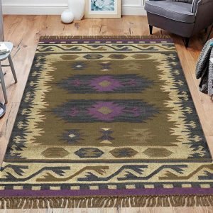 Hand Woven Farm House Wool Jute Area Rug