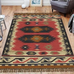 Hand Woven Multicolor Outhouse Wool Jute Rug