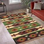 Green Hand Woven Large Area Hallway Rug