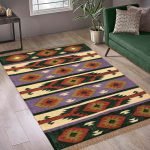 Purple Multicolor Hand Woven Geometric Area Rug