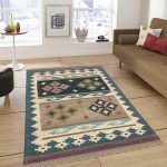 Hand Woven Multicolor Geometric Large Area Rug