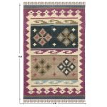 Hand Woven Plum Pink Multicolor Geometric Wool Jute Rug