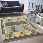 Geometric Green Hand Woven Rug