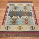 Geometric Plum Pink Multicolor Hand Woven Outhouse Rug
